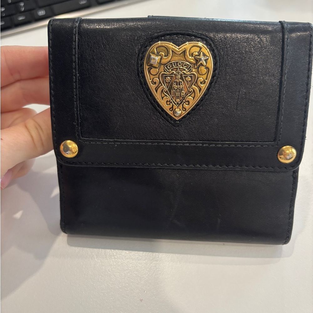 Gucci Black Wallet with Gold Accents